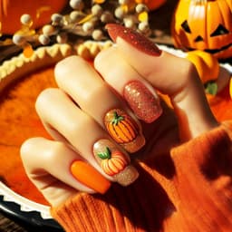 Pumpkin Press on Nails Thanksgiving