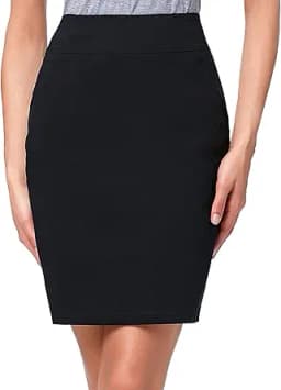 High Waisted Stretch Pencil Skirt (Black)