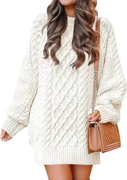 Ivory Cable Knit Sweater Dress
