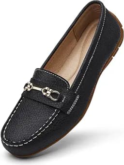 Lightweight Leather Slip-On Loafers (Black)