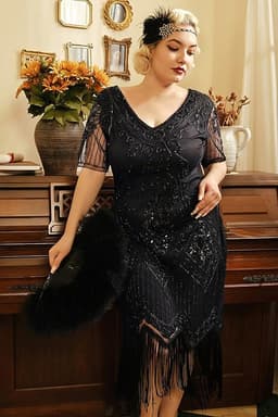 1920s Art Deco Flapper Sequin Dress
