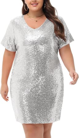 Sequined Shifted Dress (Silver)