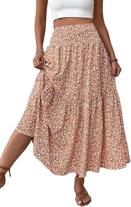 Smocked High Waist Maxi Skirt