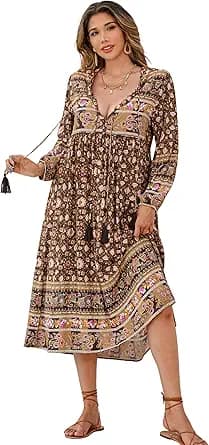 Long Sleeve Floral Print Tassel Midi Skirt