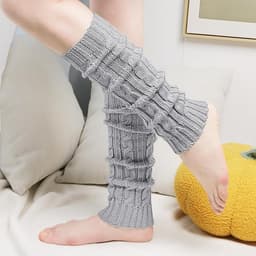 Knit Long Boot Socks Leg Warmers (Grey)