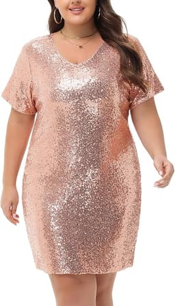 Sequined Shifted Dress (Rose Gold)