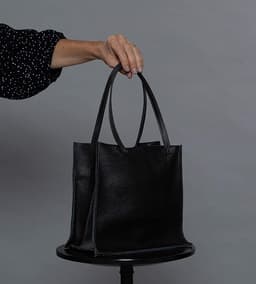 Small Leather Tote Bag (Black)