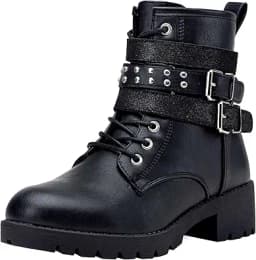 Vepose Women\'s 916 Ankle Boots, Combat Lace up Booties with Inside Zipper