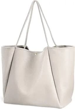 Oversized PU Leather Tote Bag (White)