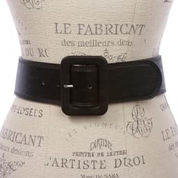 Rectangular Wide Leather Belt (Black)
